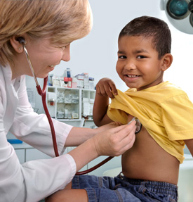 Health professional with child