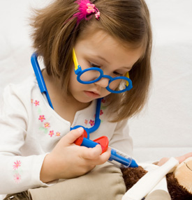 child playing with toy